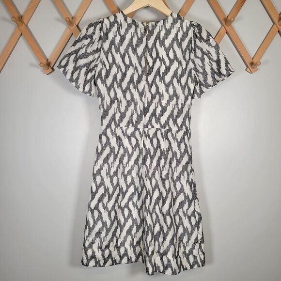 J.Crew Black Ikat Print Silk Flutter Sleeve Dress - Picture 5 of 10